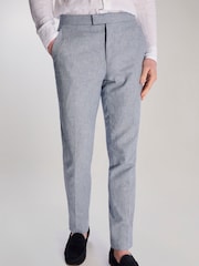 Harry Brown Blue Giacomo Slim Fit Cotton Linen Suit Trousers - Image 8 of 8