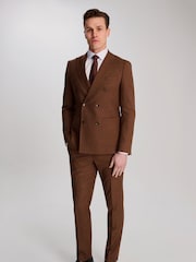 Harry Brown Brown Sandro Linen Look Double Breasted Suit Jacket - Image 1 of 12