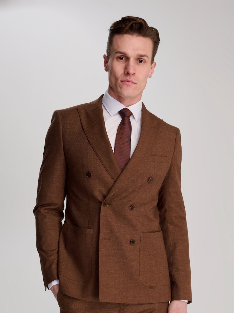 Harry Brown Brown Sandro Linen Look Double Breasted Suit Jacket - Image 12 of 12