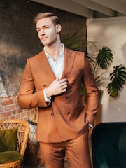 Harry Brown Brown Sandro Linen Look Double Breasted Suit Jacket - Image 5 of 12