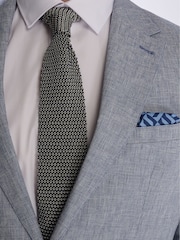 Harry Brown Blue Giacomo Slim Fit Cotton Linen Suit Jacket - Image 11 of 11