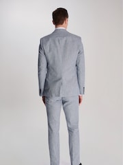 Harry Brown Blue Giacomo Slim Fit Cotton Linen Suit Jacket - Image 3 of 11
