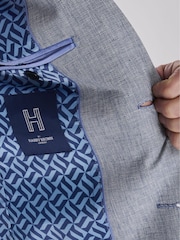 Harry Brown Blue Giacomo Slim Fit Cotton Linen Suit Jacket - Image 7 of 11