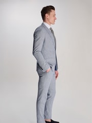 Harry Brown Blue Giacomo Slim Fit Cotton Linen Suit Jacket - Image 10 of 11