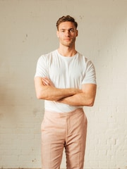 Harry Brown Red Giacomo Slim Fit Cotton Linen Suit Trousers - Image 3 of 9