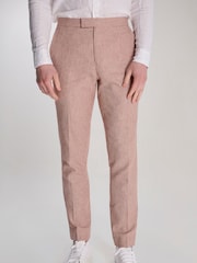 Harry Brown Red Giacomo Slim Fit Cotton Linen Suit Trousers - Image 4 of 9