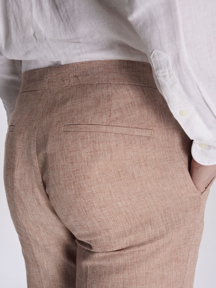 Harry Brown Red Giacomo Slim Fit Cotton Linen Suit Trousers - Image 5 of 9