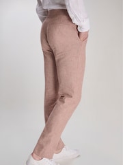 Harry Brown Red Giacomo Slim Fit Cotton Linen Suit Trousers - Image 6 of 9