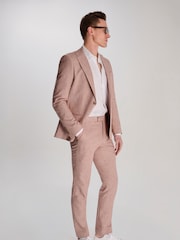 Harry Brown Red Giacomo Slim Fit Cotton Linen Suit Trousers - Image 7 of 9