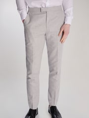 Harry Brown Grey Giacomo Slim Fit Cotton Linen Suit Trousers - Image 1 of 7