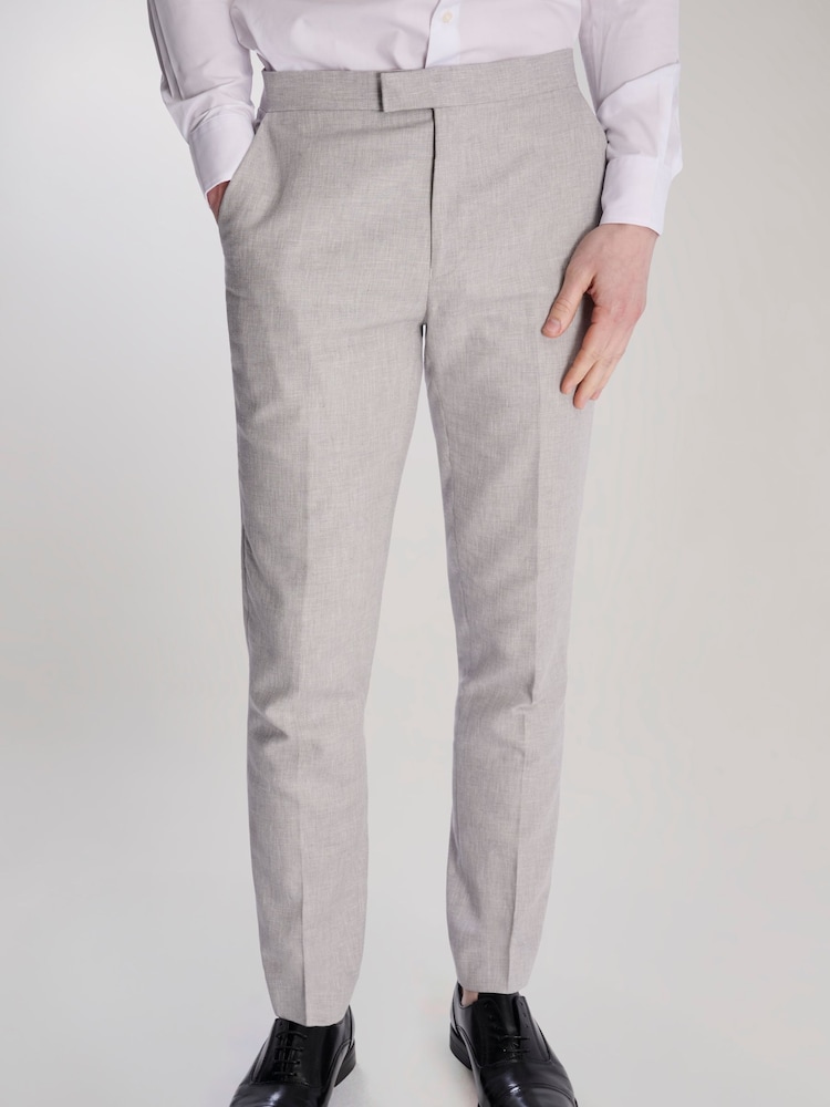 Harry Brown Grey Giacomo Slim Fit Cotton Linen Suit Trousers - Image 1 of 7