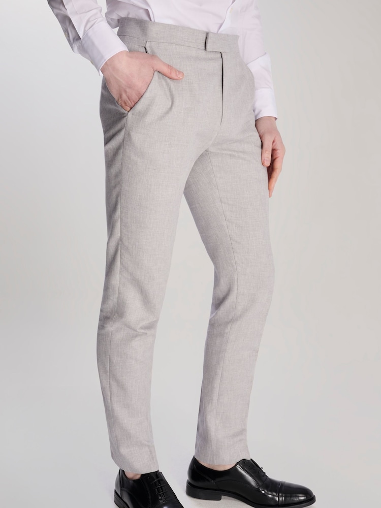 Harry Brown Grey Giacomo Slim Fit Cotton Linen Suit Trousers - Image 4 of 7