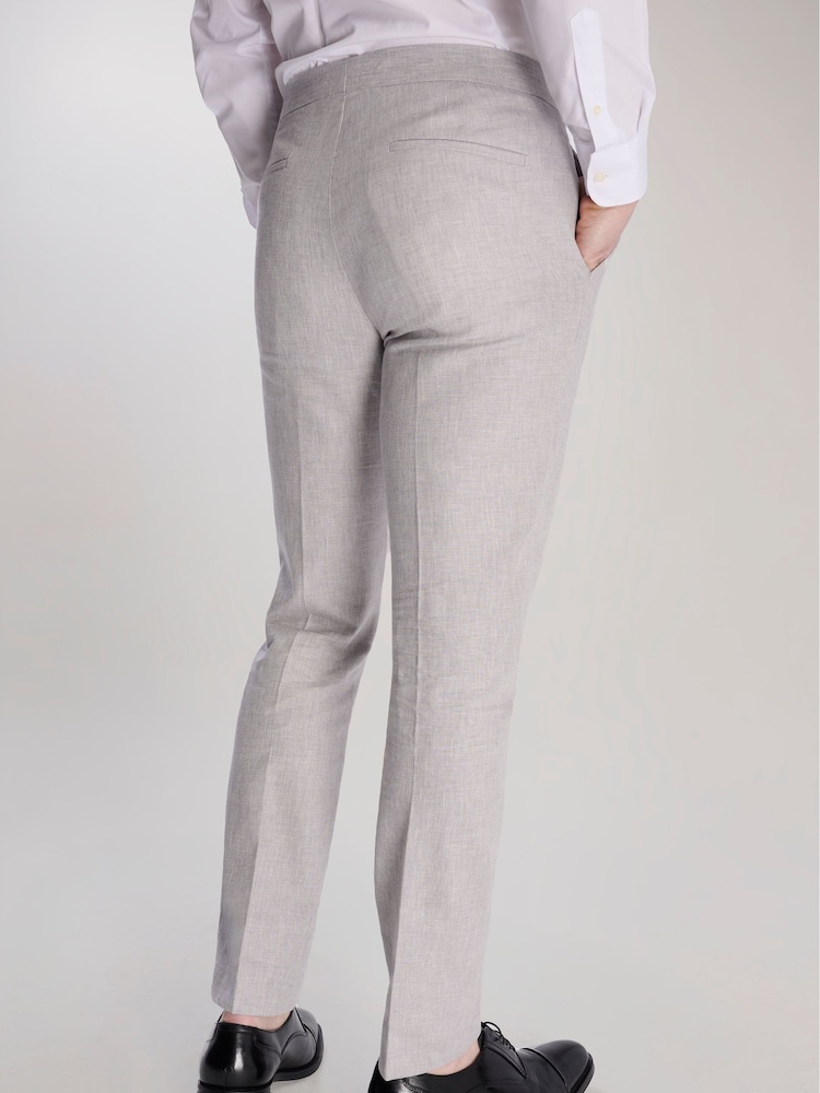 Harry Brown Grey Giacomo Slim Fit Cotton Linen Suit Trousers - Image 5 of 7