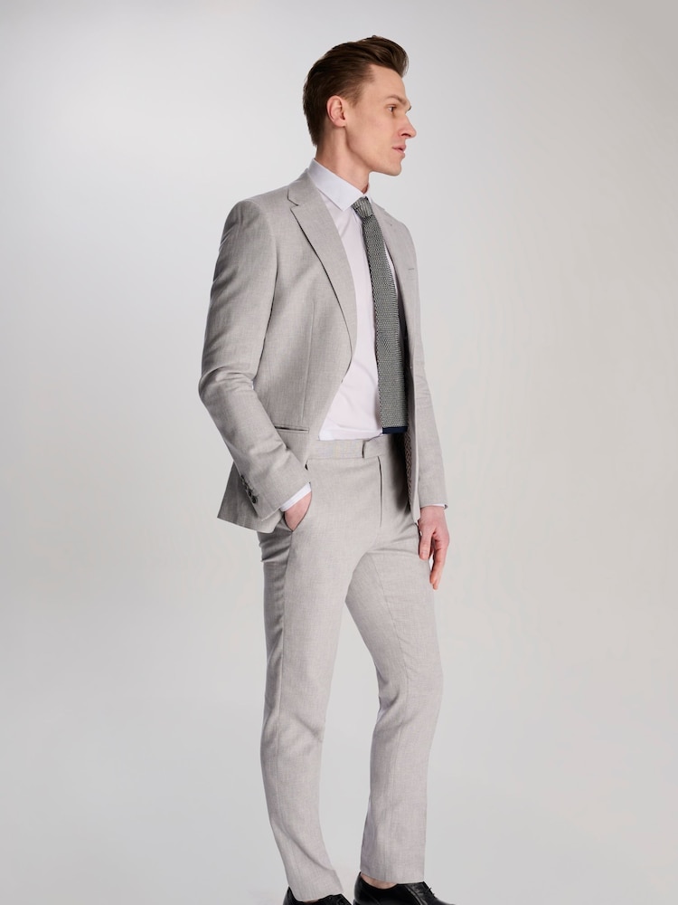 Harry Brown Grey Giacomo Slim Fit Cotton Linen Suit Trousers - Image 7 of 7