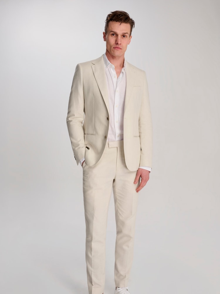 Harry Brown Cream Giacomo Slim Fit Cotton Linen Suit Trousers - Image 9 of 9 Harry Brown Cream Giacomo Slim Fit Cotton Linen Suit Trousers - Image 9 of 9