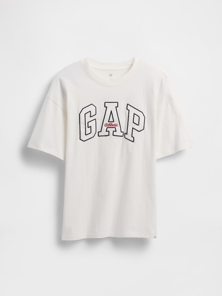 Gap White Heavyweight Athletic Logo Short Sleeve T-Shirt (4-13yrs) - Image 1 of 2