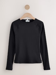 Schwarz - Fitted Rib Long Sleeve Top - Bild 5 von 7