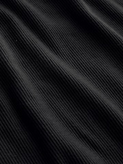 Schwarz - Fitted Rib Long Sleeve Top - Bild 6 von 7
