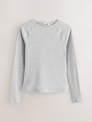self. Grey Marl Fitted Rib Long Sleeve Top - Image 7 of 9