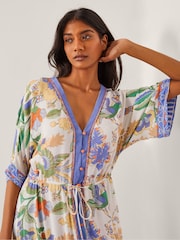 Monsoon Natural Kaia Tropical Kaftan Midi Dress - Image 2 of 4
