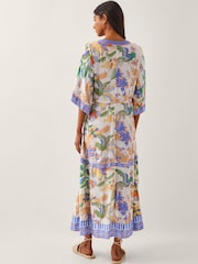 Monsoon Natural Kaia Tropical Kaftan Midi Dress - Image 3 of 4