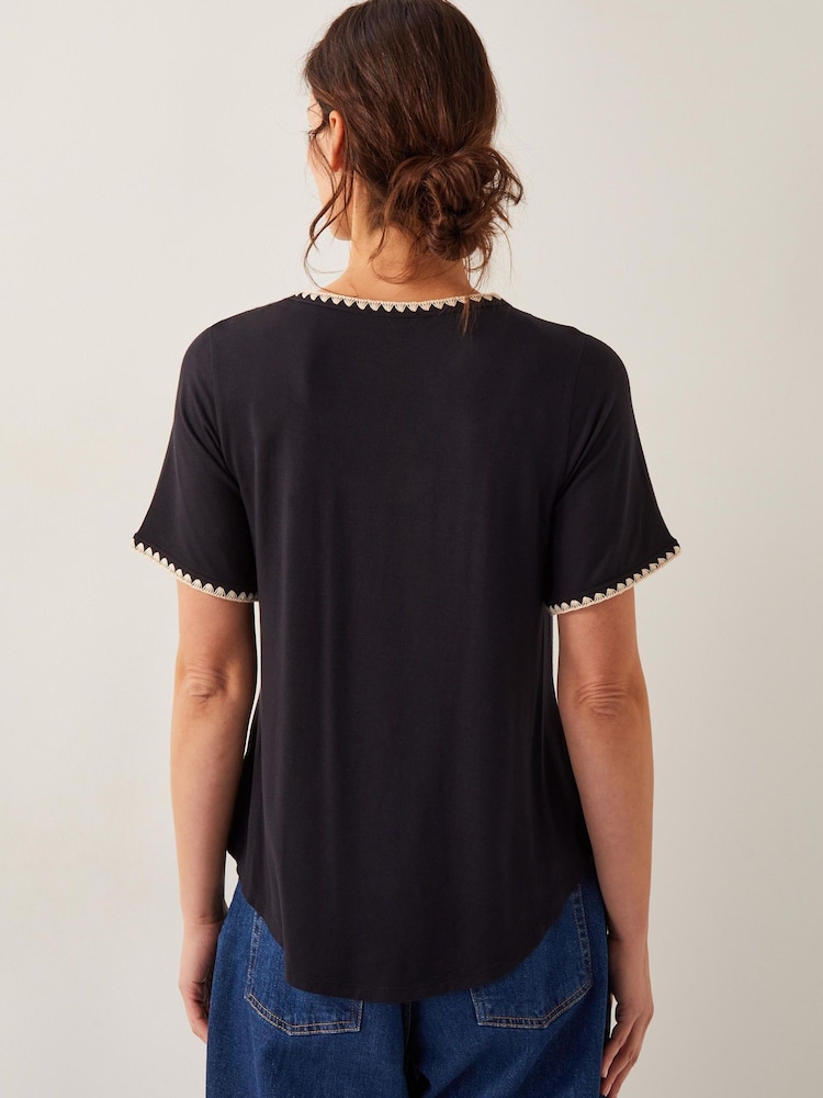 Monsoon Black Tilly Trim Jersey T-Shirt - Image 3 of 4