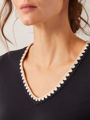 Monsoon Black Tilly Trim Jersey T-Shirt - Image 4 of 4