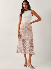 Monsoon Alanna Sheer Appliqué Midi Skirt - Imagen 1 de 5