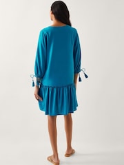 Monsoon Blue Tracy Floral Embellished Mini Kaftan - Image 3 of 4