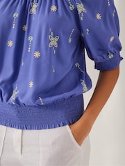 Monsoon Blue Emily Embroidered Puff-Sleeve Blouses - Image 3 of 4