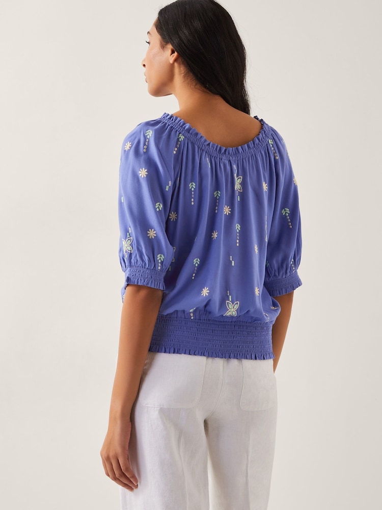 Monsoon Blue Emily Embroidered Puff-Sleeve Blouses - Image 4 of 4