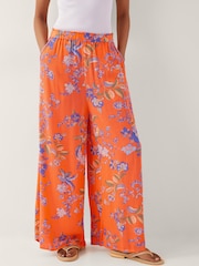 Monsoon Orange Kaia Floral Print Trousers - Image 2 of 5