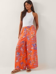 Monsoon Orange Kaia Floral Print Trousers - Image 5 of 5