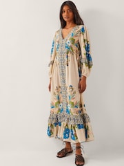 Monsoon Natural Kara Floral Maxi Dress - Image 1 of 4