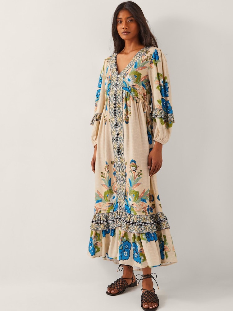 Monsoon Natural Kara Floral Maxi Dress - Image 1 of 4