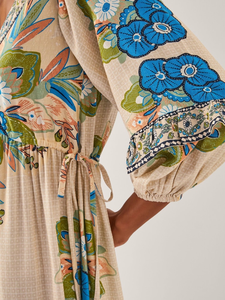 Monsoon Natural Kara Floral Maxi Dress - Image 4 of 4