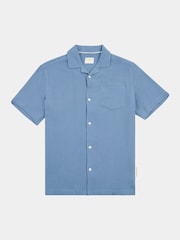 Peckham Rye Blue Mens Waffle Revere 100% Cotton Shirt - Image 1 of 3