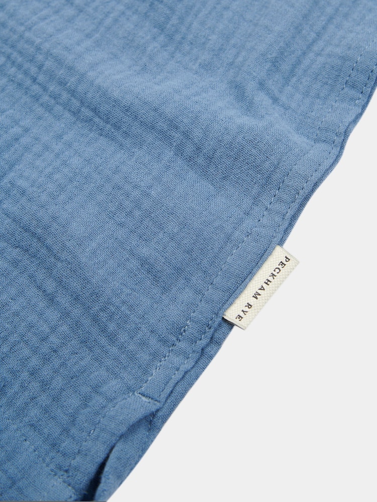 Peckham Rye Blue Mens Waffle Revere 100% Cotton Shirt - Image 3 of 3 Peckham Rye Blue Mens Waffle Revere 100% Cotton Shirt - Image 3 of 3