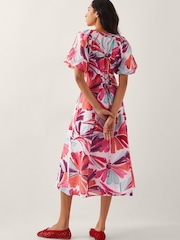 Monsoon Pink Elana Floral Puff-Sleeve Midi Dress - Image 3 of 4