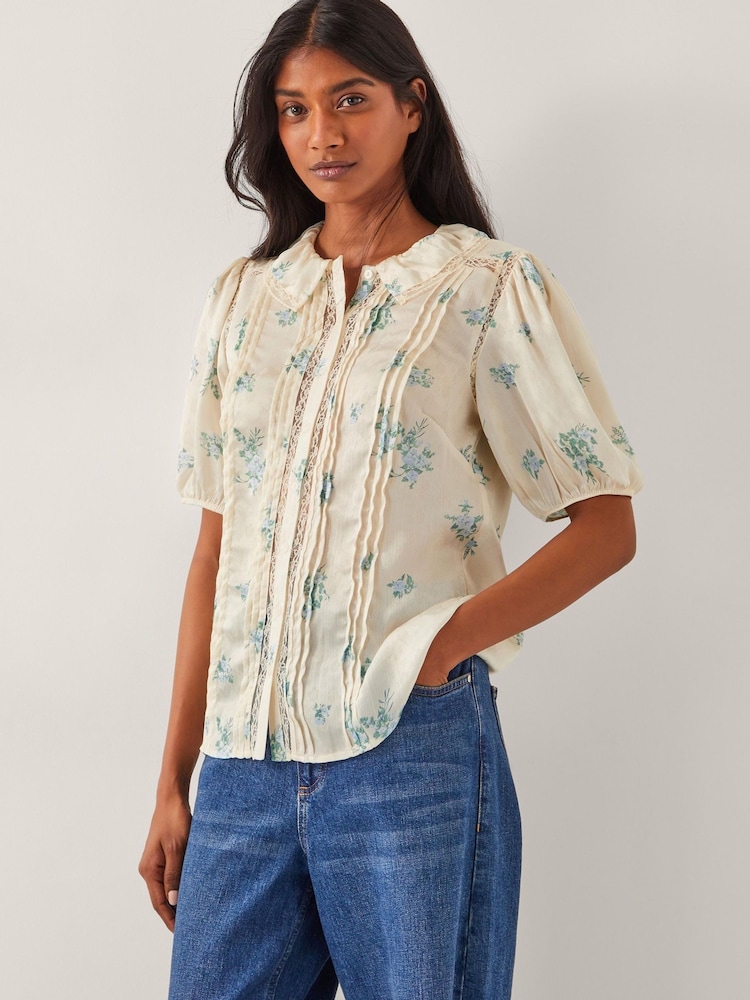 Monsoon Natural Sorcha Floral Short Sleeve Shirt - Image 2 of 4