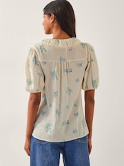Monsoon Natural Sorcha Floral Short Sleeve Shirt - Image 3 of 4