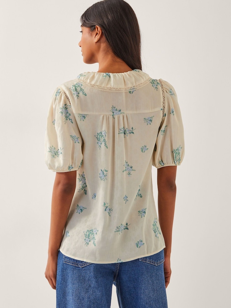 Monsoon Natural Sorcha Floral Short Sleeve Shirt - Image 3 of 4