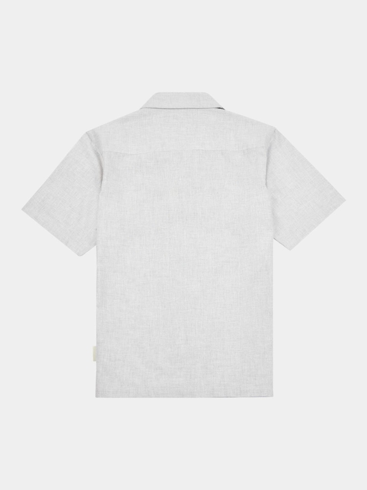 Peckham Rye Grey Mens Cotton Blend Revere 100% Linen Shirt - Image 2 of 3