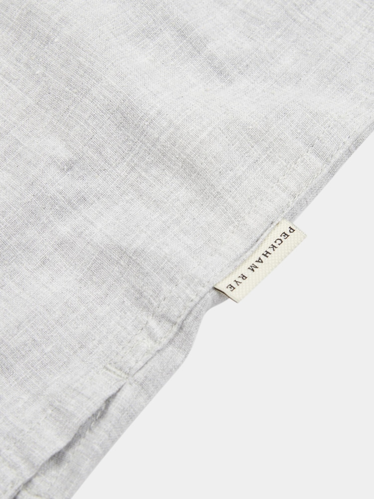 Peckham Rye Grey Mens Cotton Blend Revere 100% Linen Shirt - Image 3 of 3