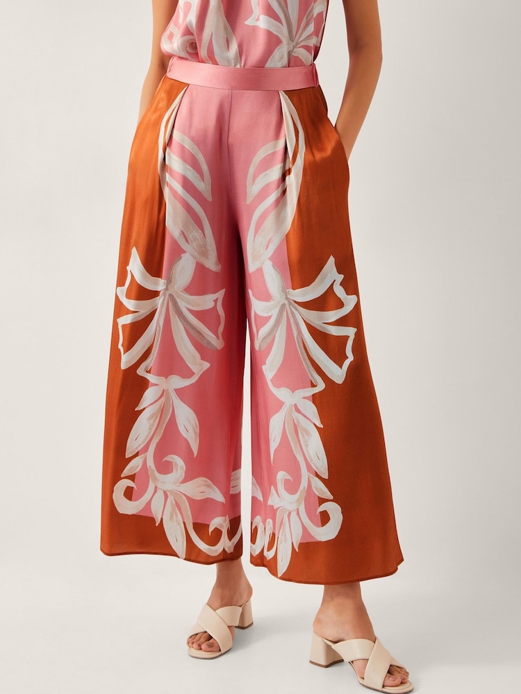 Monsoon Pink Tabitha Floral Print Wide Leg Trousers - Image 2 of 5