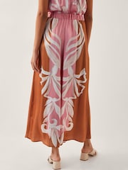 Monsoon Pink Tabitha Floral Print Wide Leg Trousers - Image 4 of 5