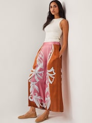 Monsoon Pink Tabitha Floral Print Wide Leg Trousers - Image 5 of 5