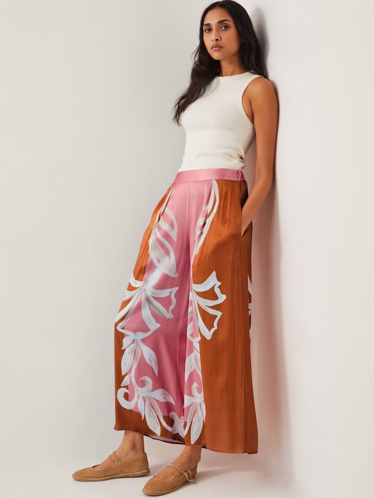 Monsoon Pink Tabitha Floral Print Wide Leg Trousers - Image 5 of 5