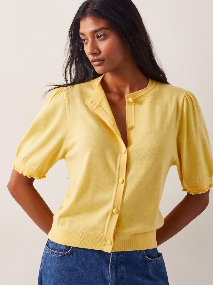 Monsoon Yellow Tegan Short Sleeve Cardigan - Image 1 of 5