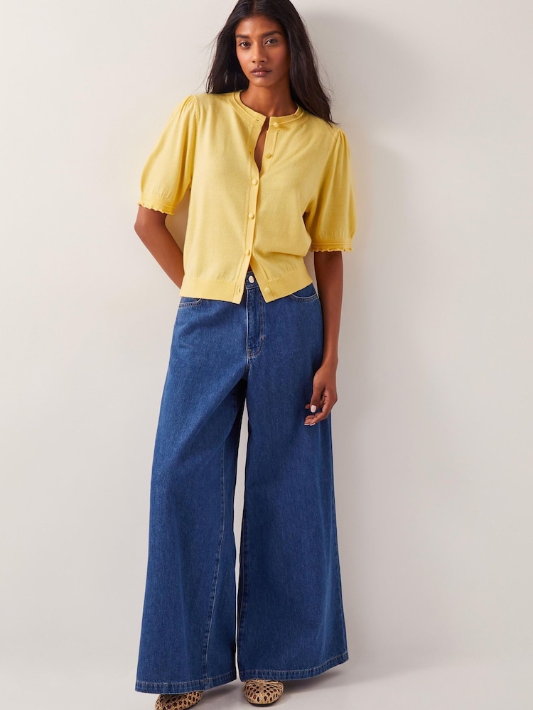 Monsoon Yellow Tegan Short Sleeve Cardigan - Image 2 of 5
